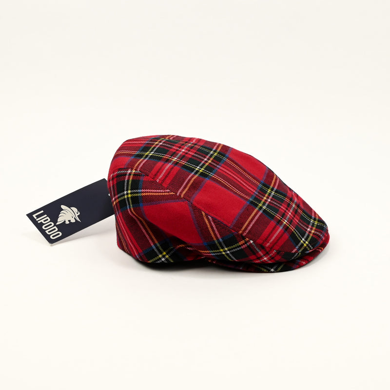 NWT - Red Plaid LIPODO Newsboy Scally Cap