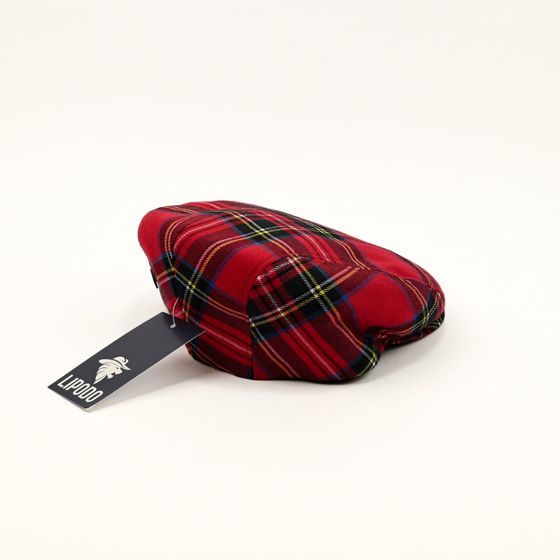 NWT - Red Plaid LIPODO Newsboy Scally Cap