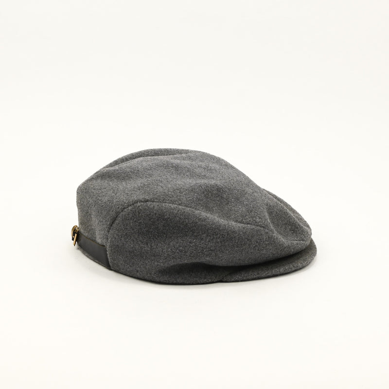 Vintage 80s Grey Wool Adjustable Buckle Back Newsboy Scally Cap - Medium 7-7-1/8