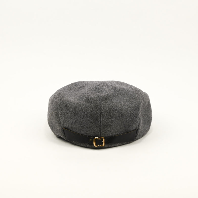 Vintage 80s Grey Wool Adjustable Buckle Back Newsboy Scally Cap - Medium 7-7-1/8