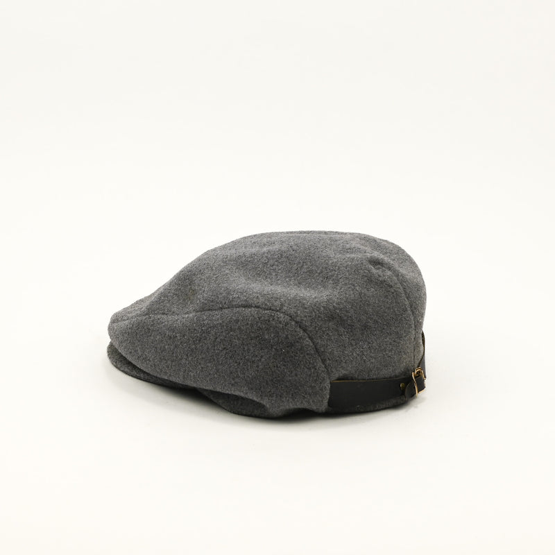Vintage 80s Grey Wool Adjustable Buckle Back Newsboy Scally Cap - Medium 7-7-1/8