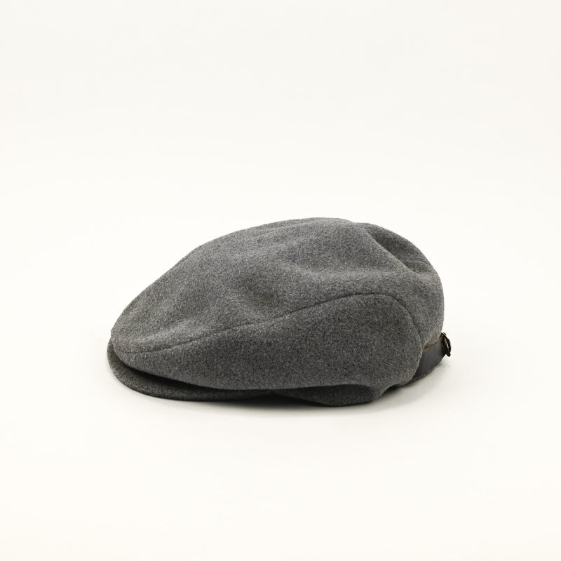 Vintage 80s Grey Wool Adjustable Buckle Back Newsboy Scally Cap - Medium 7-7-1/8