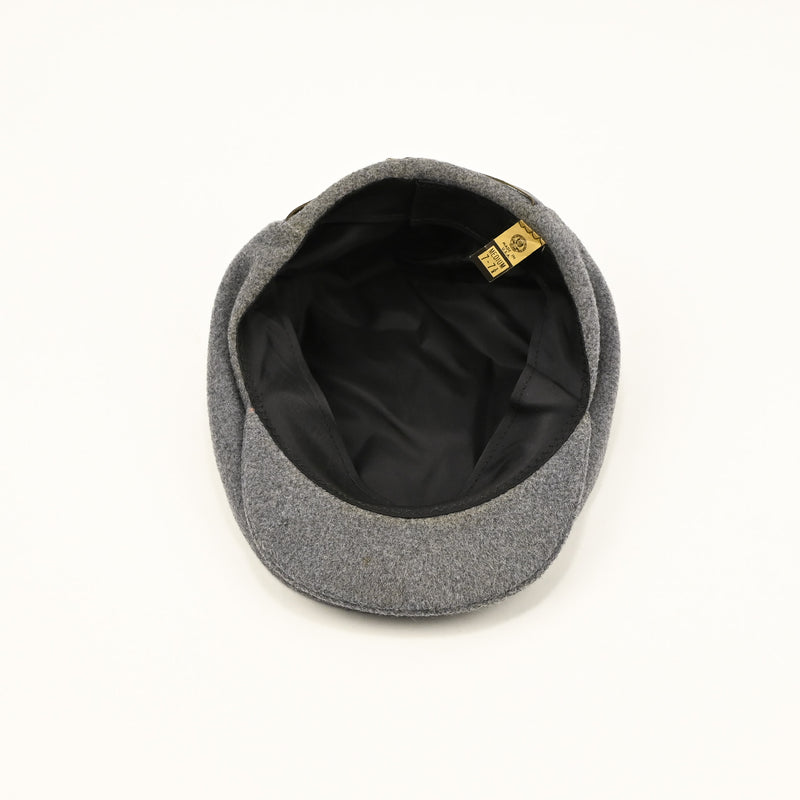 Vintage 80s Grey Wool Adjustable Buckle Back Newsboy Scally Cap - Medium 7-7-1/8