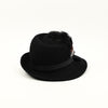 Vintage 40s/50s Black Wool LANCASTER Asymmetrical Brimmed Hat w/ Feather Accent