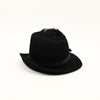 Vintage 40s/50s Black Wool LANCASTER Asymmetrical Brimmed Hat w/ Feather Accent