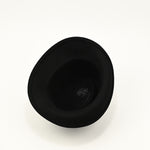 Vintage 40s/50s Black Wool LANCASTER Asymmetrical Brimmed Hat w/ Feather Accent