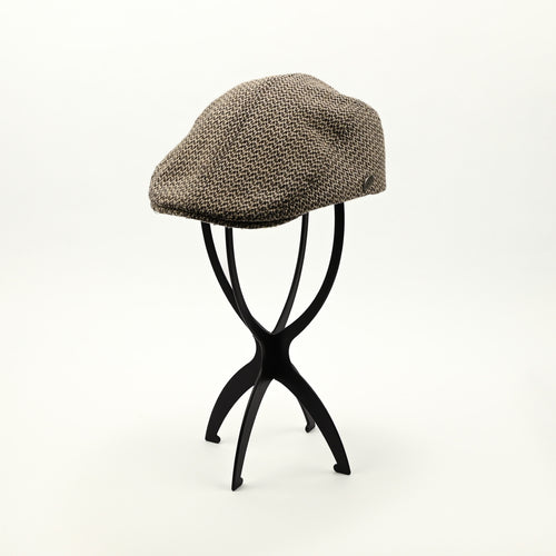 Beige & Brown Chevron Textured Wool BAILEY OF CALIFORNIA Newsboy Scally Cap