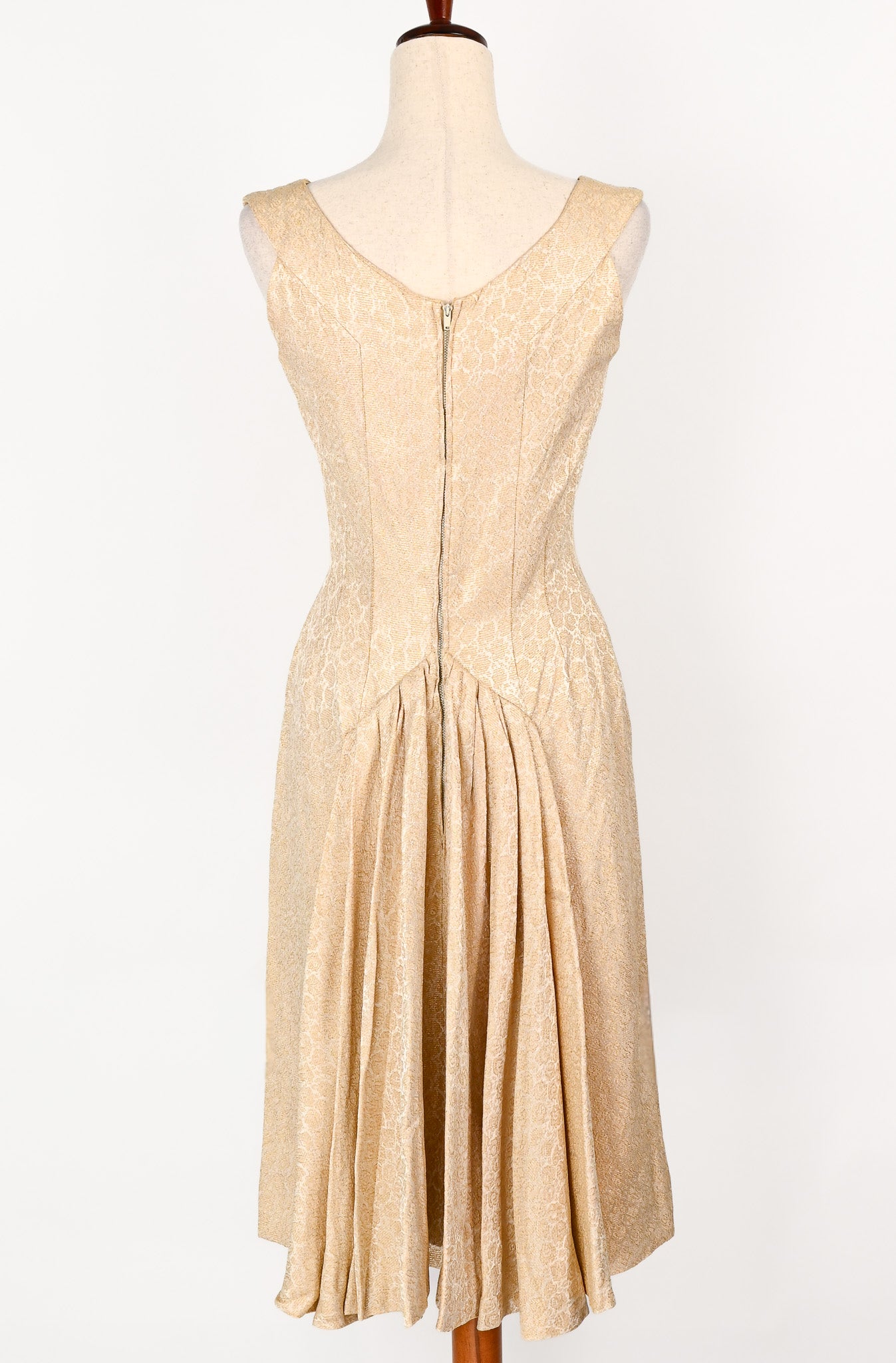 lord and taylor gold dress Vintage 50's Gold MARI Exclusively for LORD + TAYLOR Dress w/ Train