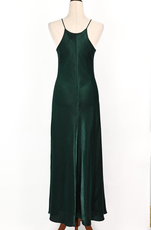Vintage 90s Metallic Dark Green HAMPTON NITES Sleeveless Maxi Dress - 12