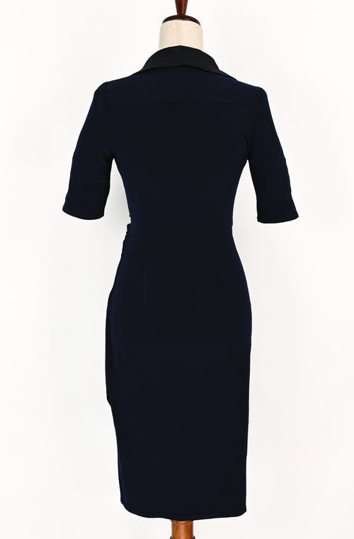Vintage Y2K Dark Blue & Black JOSEPH RIBKOFF Blazer Style Bodycon Dress  - 6