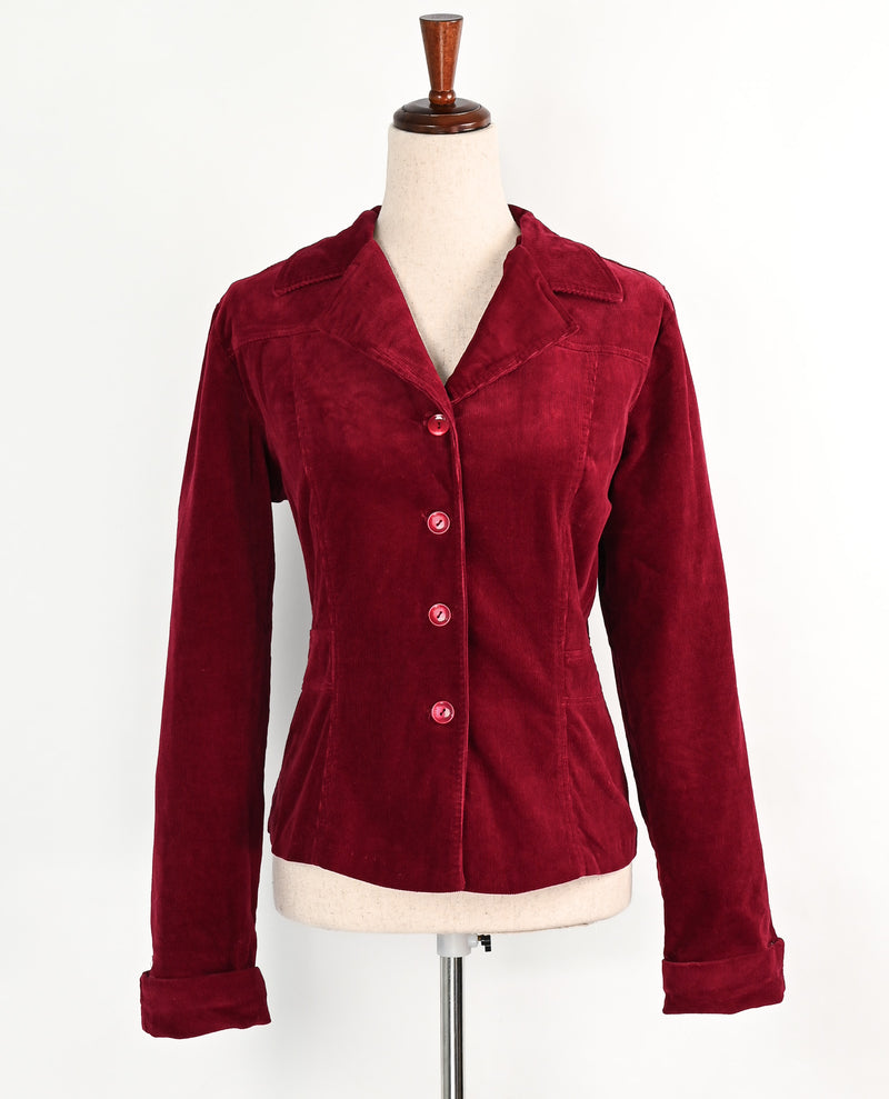 Vintage 90s Burgundy Red Corduroy NEW YORK COLLECTION Blazer Jacket - L