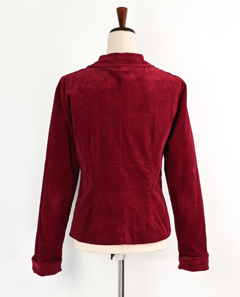 Vintage 90s Burgundy Red Corduroy NEW YORK COLLECTION Blazer Jacket - L
