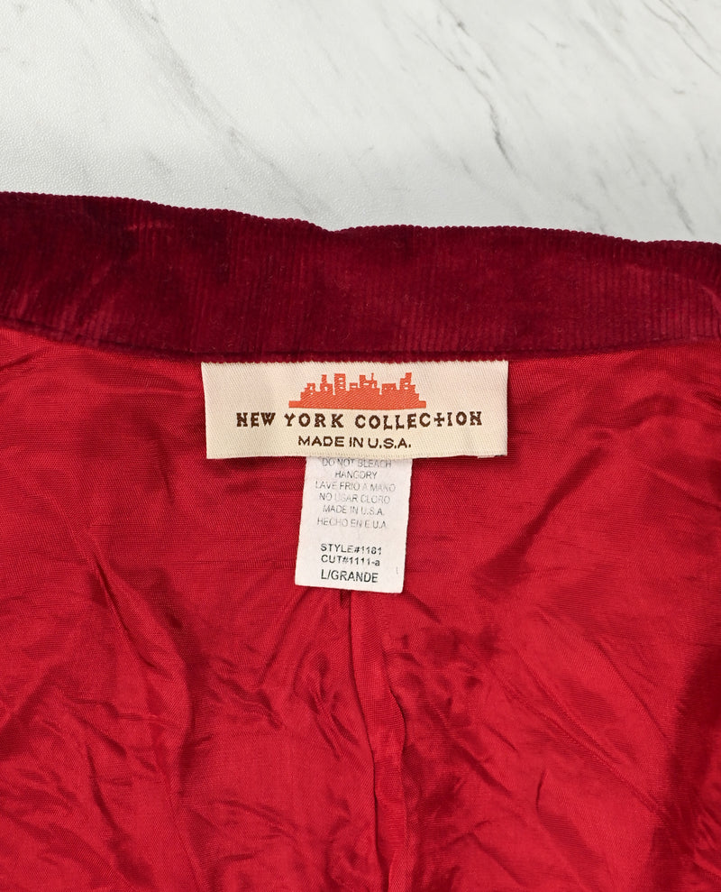 Vintage 90s Burgundy Red Corduroy NEW YORK COLLECTION Blazer Jacket - L