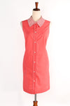 Vintage 60's Peachy Pink MONTGOMERY WARD Snap Button Diner Style Sleeveless Dress - 12