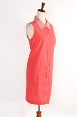 Vintage 60's Peachy Pink MONTGOMERY WARD Snap Button Diner Style Sleeveless Dress - 12