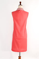 Vintage 60's Peachy Pink MONTGOMERY WARD Snap Button Diner Style Sleeveless Dress - 12
