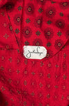 Vintage 70's Red Geometric Print JONATHAN LOGAN Button Up Prairie Dress w/ 3/4 Sleeves