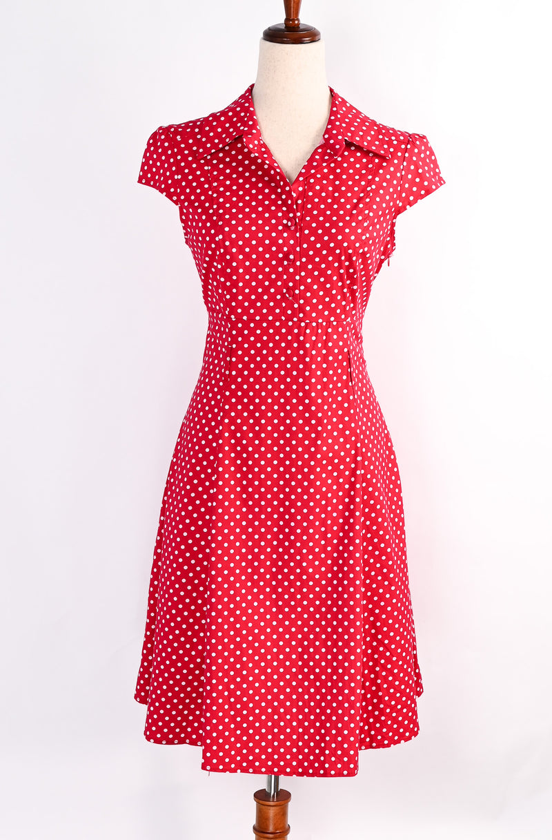 Retro Red/White TROPICAL WEAR Polka-dot Fit & Flare Dress - Large Barrio Boutique Retro Red/White TROPICAL WEAR Polka-dot Fit & Flare Dress - Large Barrio Boutique