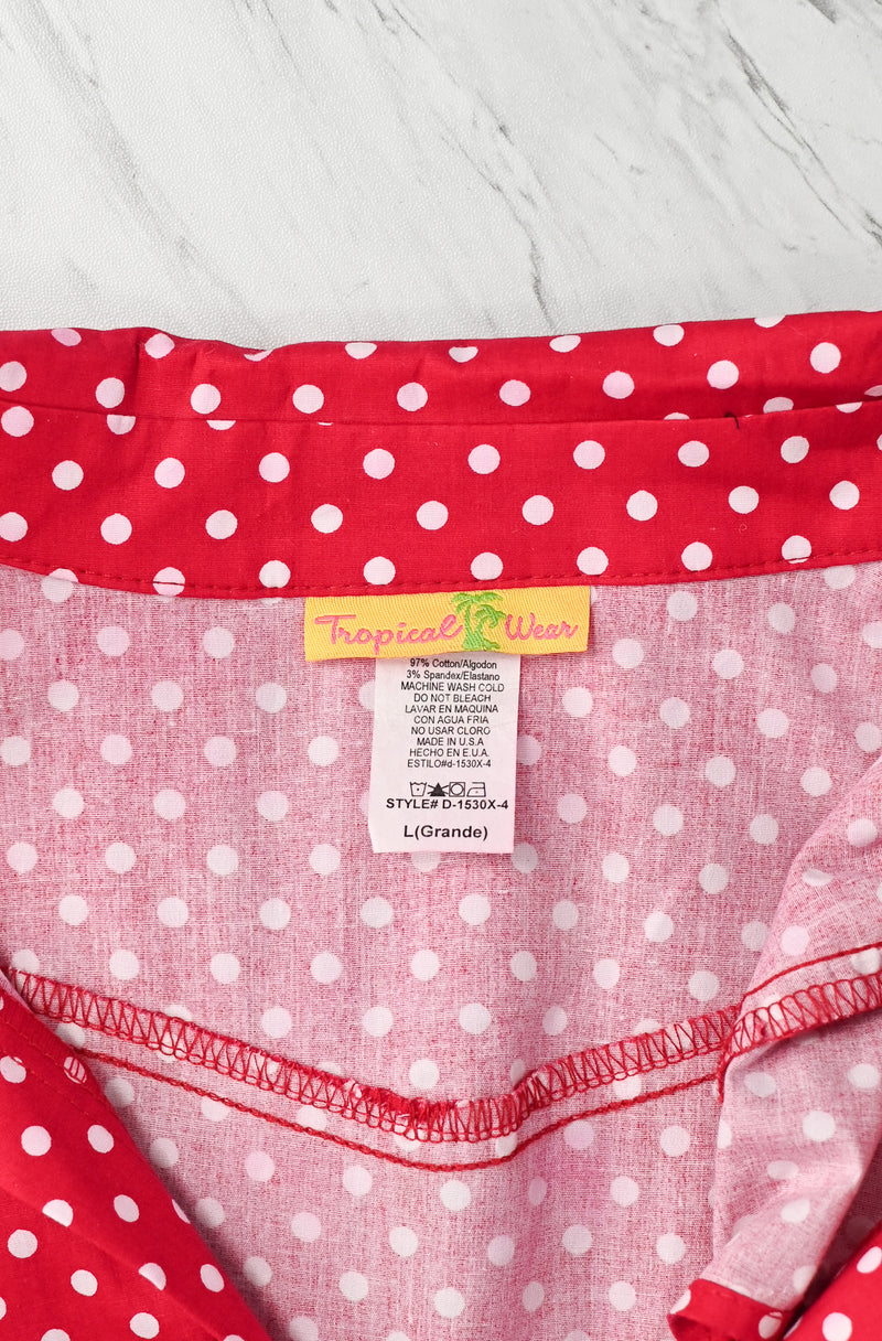 Retro Red/White TROPICAL WEAR Polka-dot Fit & Flare Dress - Large