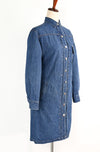 Rare - Vintage 80's Blue Denim RALPH LAUREN Long Sleeve Dress - 6
