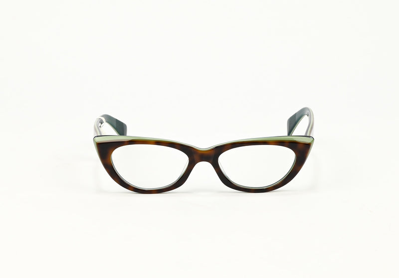 NWT - Green & Brown MORGENTHAL FREDERICS "Ingrid" Cat Eye Glasses