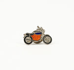 Silver, Orange, & Blue Motorcycle Enamel Pin