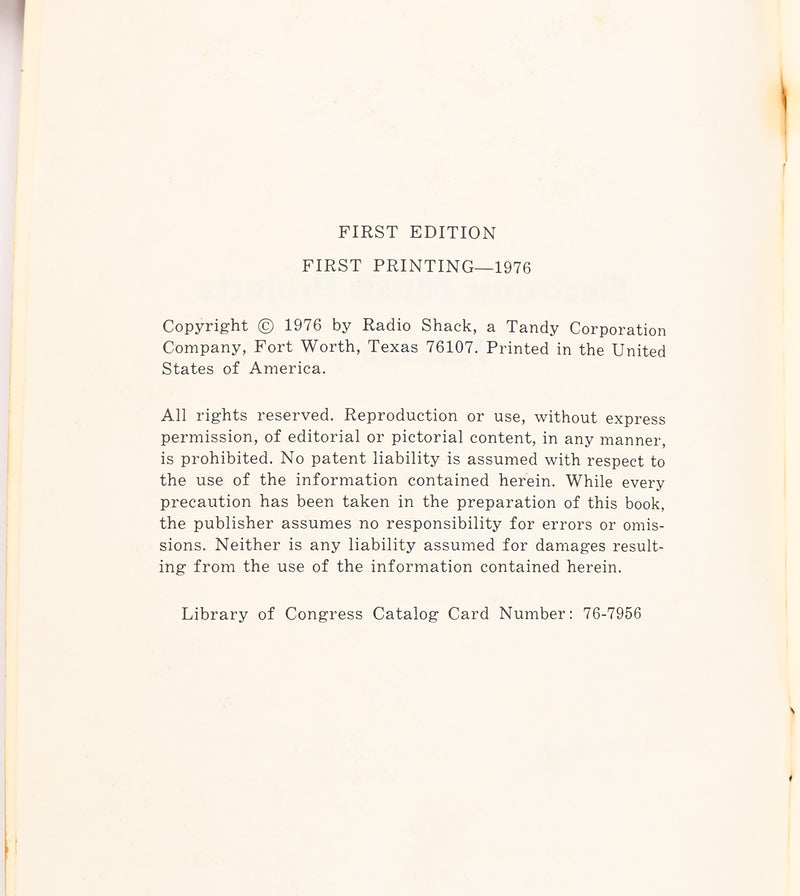 1976 First Printing - ELECTRONIC MUSIC PROJECTS VOL. 1 - Forrest M. Mims, III - Softcover Book