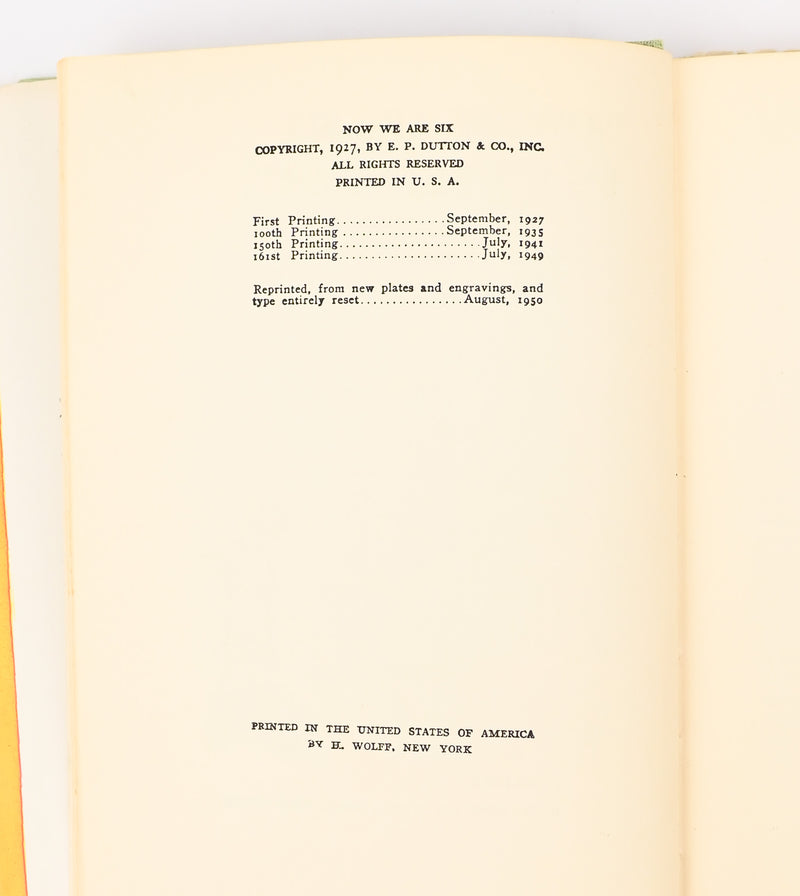Aug. 1950 Edition - NOW WE ARE SIX - A. A. Milne - Poetry Hardback Book