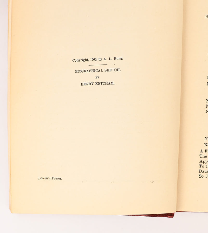 1900 Edition -  THE EARLY POEMS OF JAMES RUSSELL LOWELL - Hardback Book