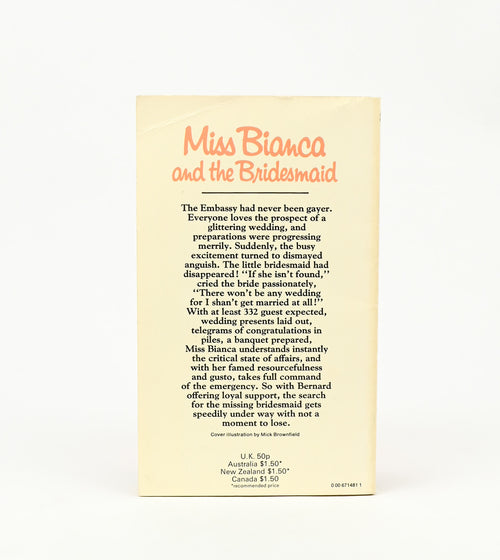 1978 Edition - MISS BIANCA AND THE BRIDESMAID - Margery Sharp - Children's Paperback Book