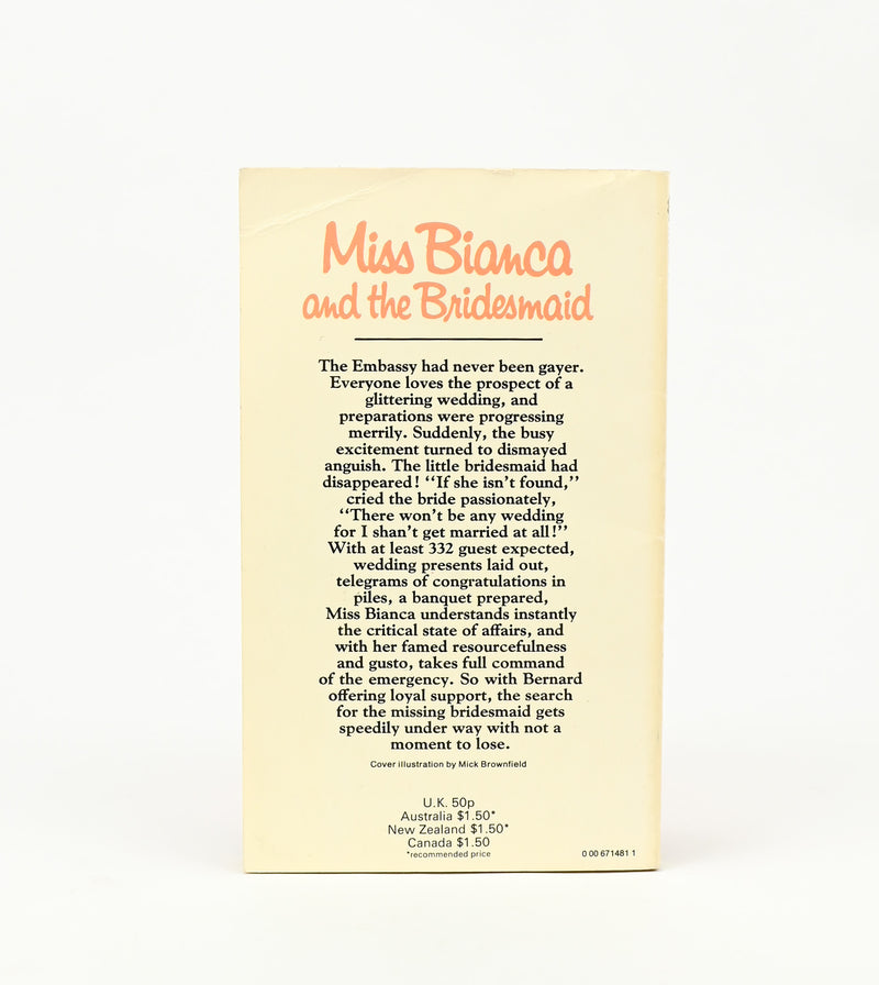 1978 Edition - MISS BIANCA AND THE BRIDESMAID - Margery Sharp - Children's Paperback Book