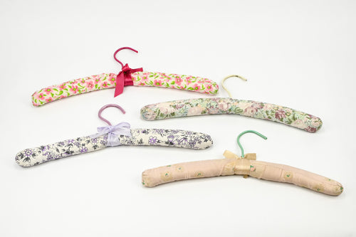 LOT OF 10 - Vintage Satin & Cotton Padded Clothes Hangers