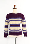 Vintage 50s Purple & White Striped BULK-E-KNIT Wool Knit Pullover Sweater
