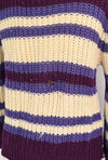 Vintage 50s Purple & White Striped BULK-E-KNIT Wool Knit Pullover Sweater