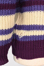 Vintage 50s Purple & White Striped BULK-E-KNIT Wool Knit Pullover Sweater