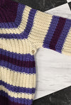 Vintage 50s Purple & White Striped BULK-E-KNIT Wool Knit Pullover Sweater