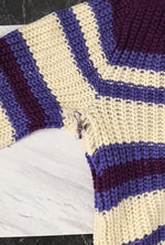Vintage 50s Purple & White Striped BULK-E-KNIT Wool Knit Pullover Sweater