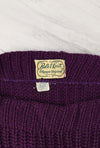 Vintage 50s Purple & White Striped BULK-E-KNIT Wool Knit Pullover Sweater