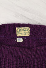 Vintage 50s Purple & White Striped BULK-E-KNIT Wool Knit Pullover Sweater