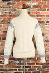 Vintage 80s White/Blue Heart UNBRANDED Acrylic Cardigan Sweater - 40