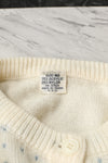Vintage 80s White/Blue Heart UNBRANDED Acrylic Cardigan Sweater - 40