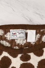 Vintage 80s Brown/White Giraffe Print MAGLICA DONNA Italian Knit Pullover Sweater