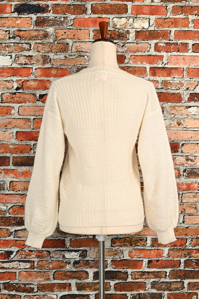 Vintage White F.A.I. Knit Cardigan Sweater - M