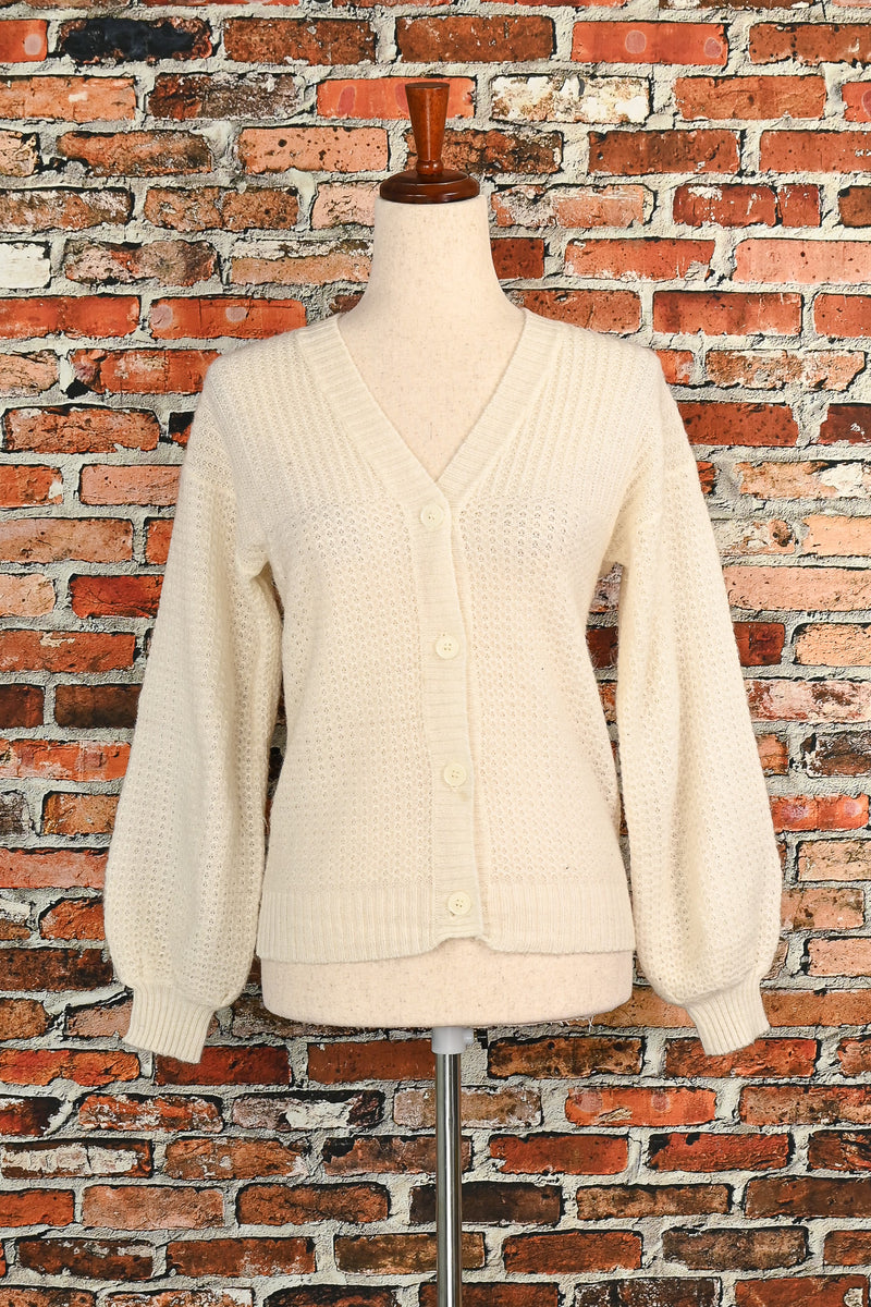 Vintage White F.A.I. Knit Cardigan Sweater - M
