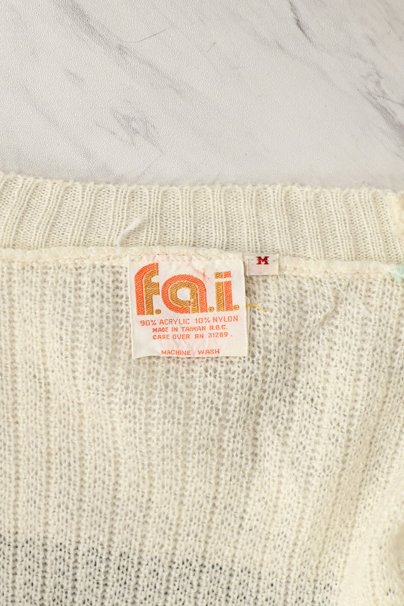 Vintage White F.A.I. Knit Cardigan Sweater - M