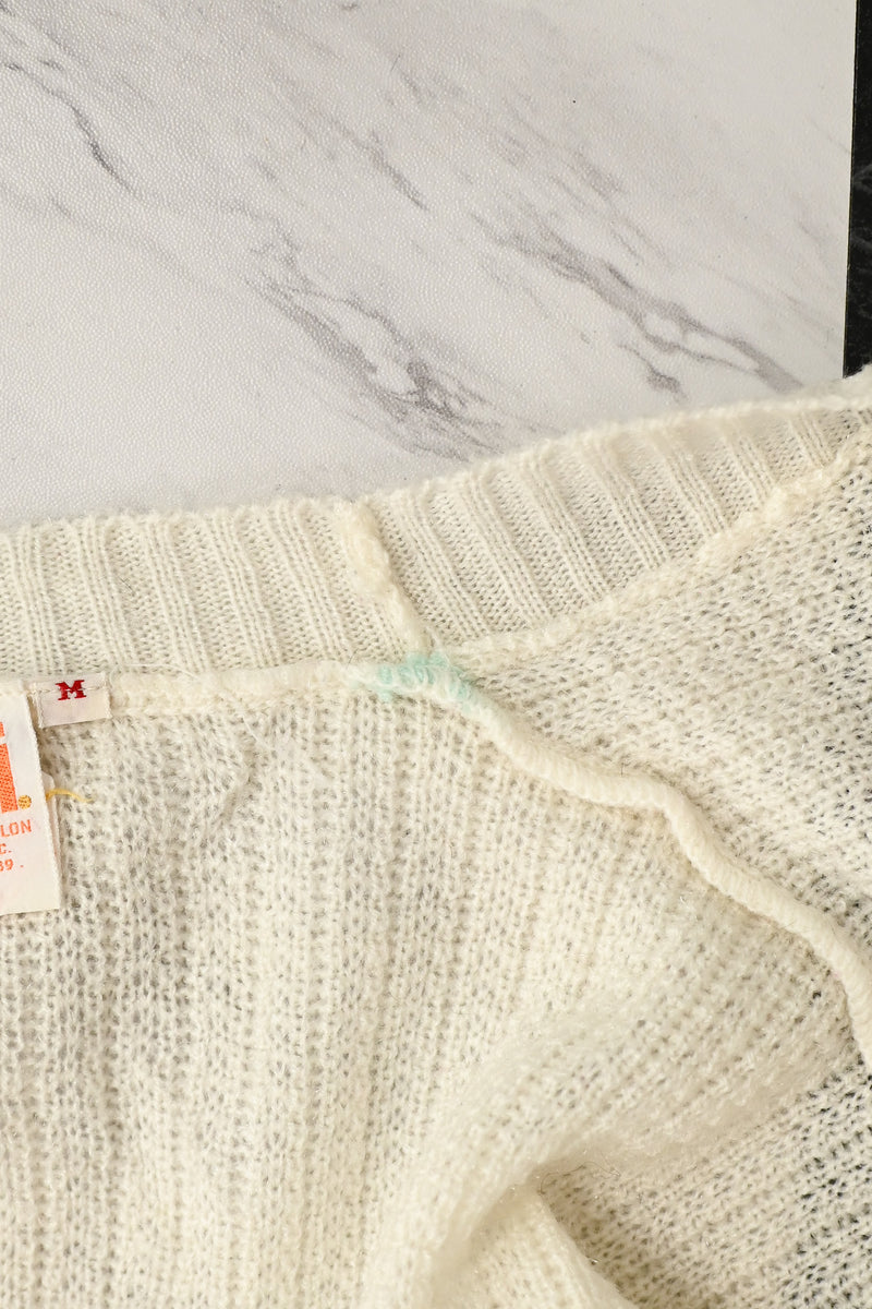 Vintage White F.A.I. Knit Cardigan Sweater - M