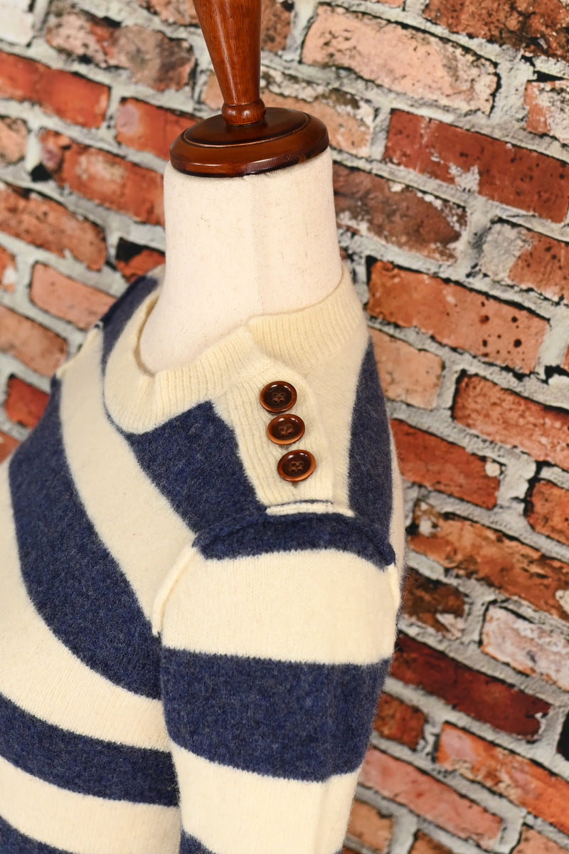 Blue/Cream Striped J. CREW "Wallace" Pullover Sweater