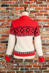 Vintage 50s Red/White LONG STAPLE YARNS "Orlon Du Pont" Ski Sweater - 18