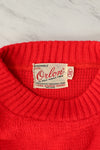 Vintage 50s Red/White LONG STAPLE YARNS "Orlon Du Pont" Ski Sweater - 18