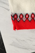 Vintage 50s Red/White LONG STAPLE YARNS "Orlon Du Pont" Ski Sweater - 18